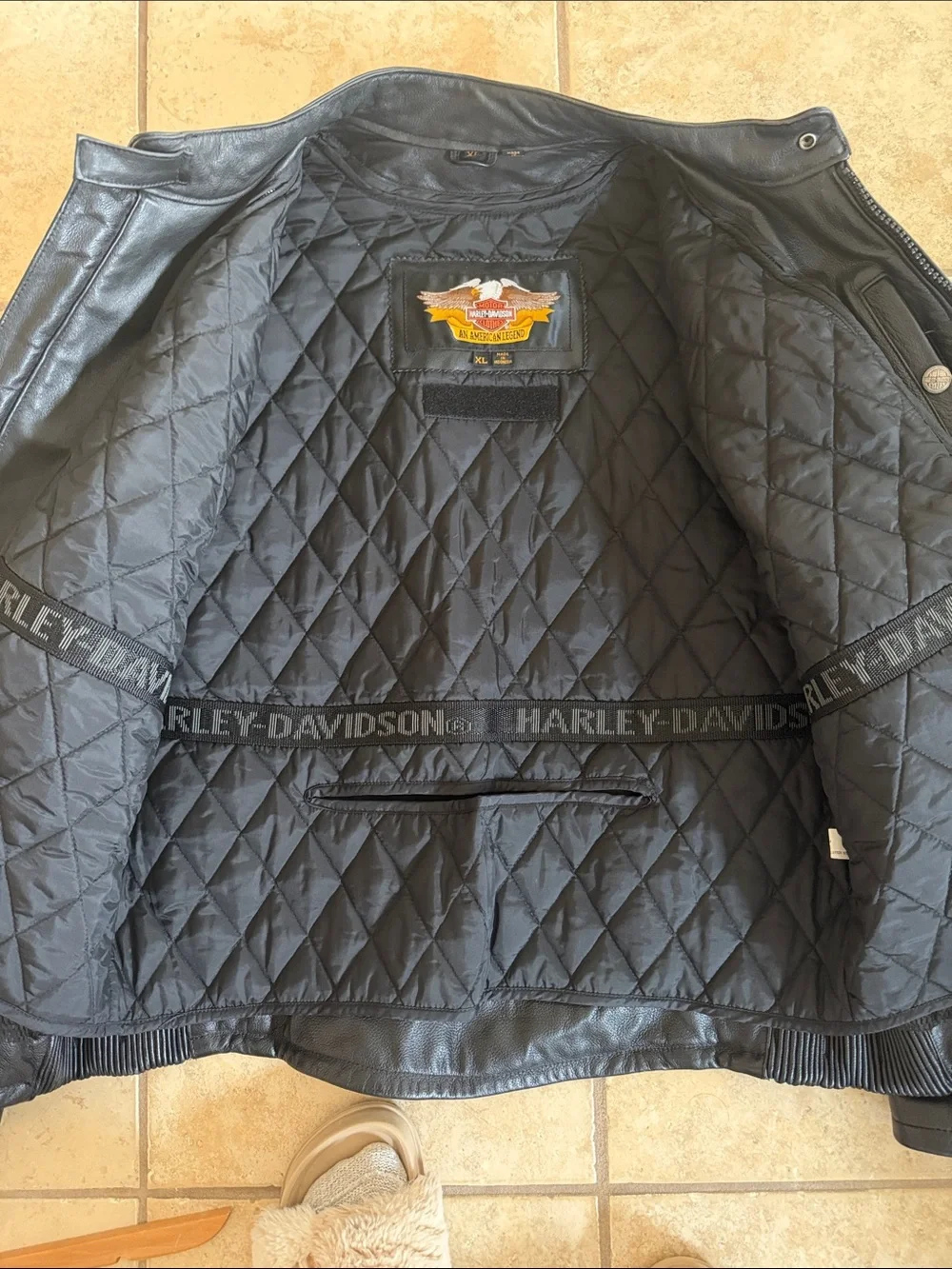 Harley-Davidson Black Leather Bomber Jacket